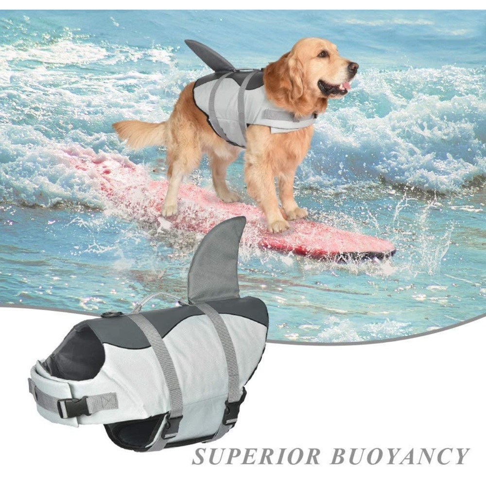 Dog Shark Life Jacket Dog Life Vest for Swimming, Pet Life Preserver -Medium